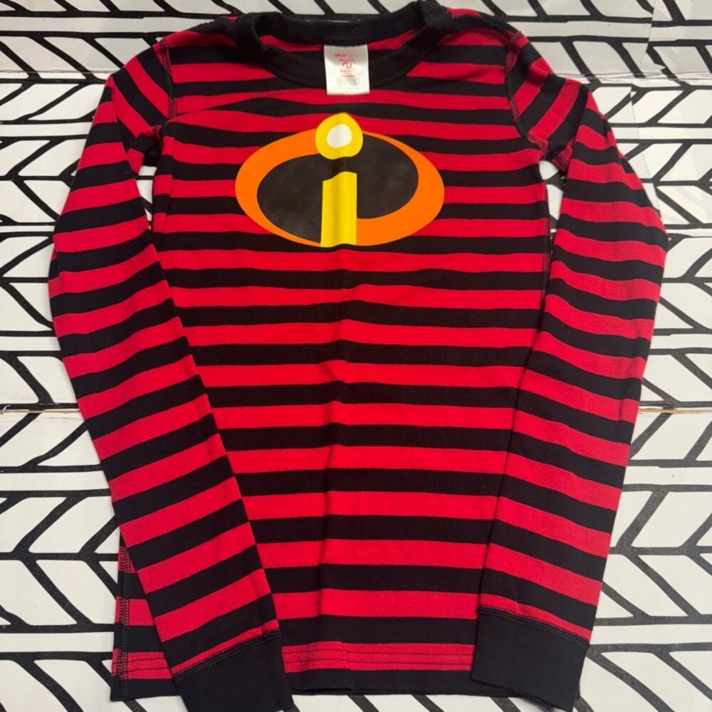 Hanna Andersson X Incredibles Kids Pajama Shirt - Red and Black Stripes size 14